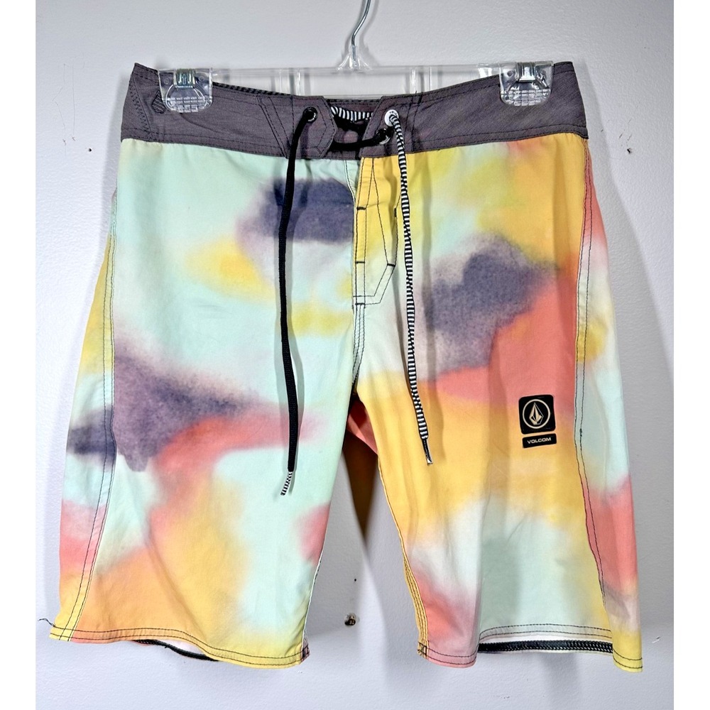 Volcom Mod-Tech 27 Mens Board Shorts Swimsuit Colorful Drawstring Bathing Suit
